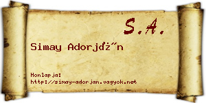Simay Adorján névjegykártya